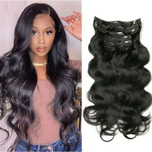 💥Body Wave Clip In Hair Extensions Real Human Hair 1 Set 7 Piece clip ins 100%